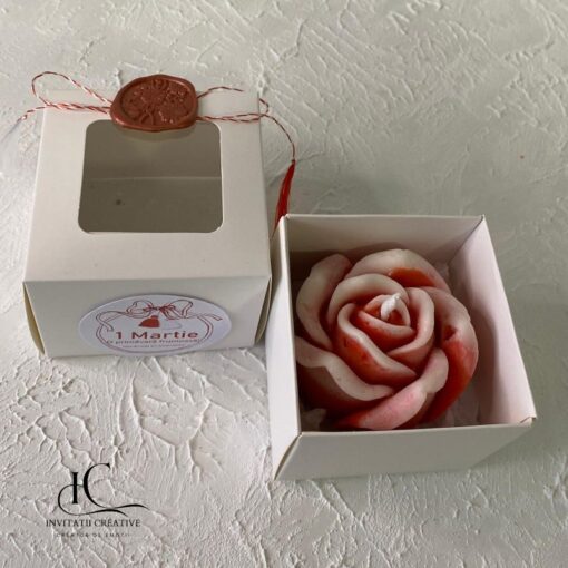 Lumanare Parfumata Martisor Trandafir Alb-Rosu