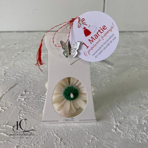 Martisor Lumanare Parfumata Margareta in Cutiuta cu Fluturas