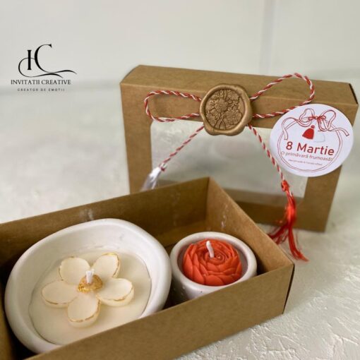 Set Cadou Corporate Lumanari Parfumate cu Flori
