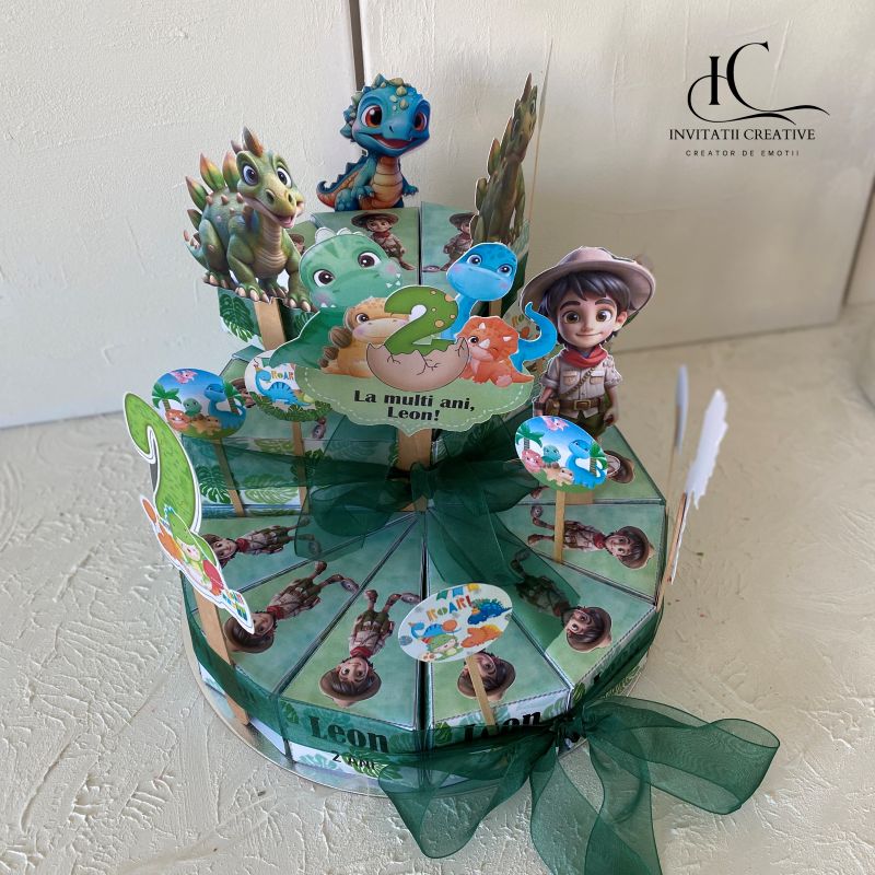 Cutie felie tort gradinita-scoala Tematica Dinozauri - imagine 6