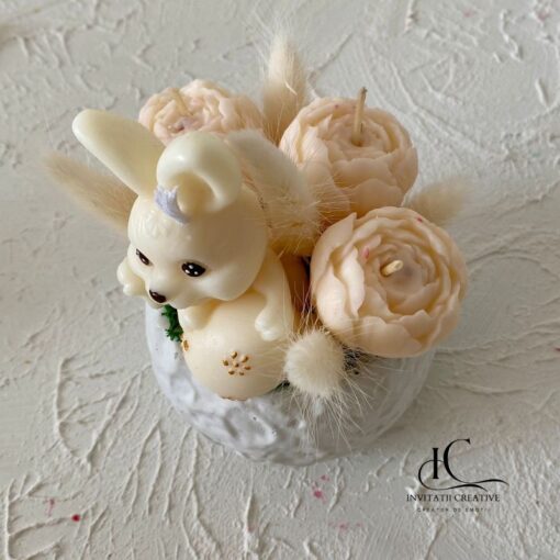 Alternative view of Decor Pascal Aranjament Lumanari Parfumate cu Bujori si Iepuras