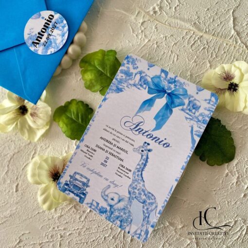 Alternative view of Invitatie de Botez Baiat Dior Safari cu Animalute si Masina