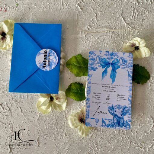 Invitatie de Botez Baiat Dior Safari cu Elefant