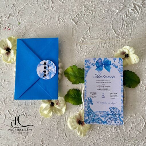 Alternative view of Invitatie de Botez Baiat Dior Safari cu Girafa si Carucior