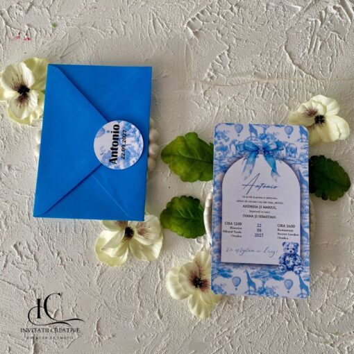 Invitatie de Botez Baiat Dior Safari cu Ursulet