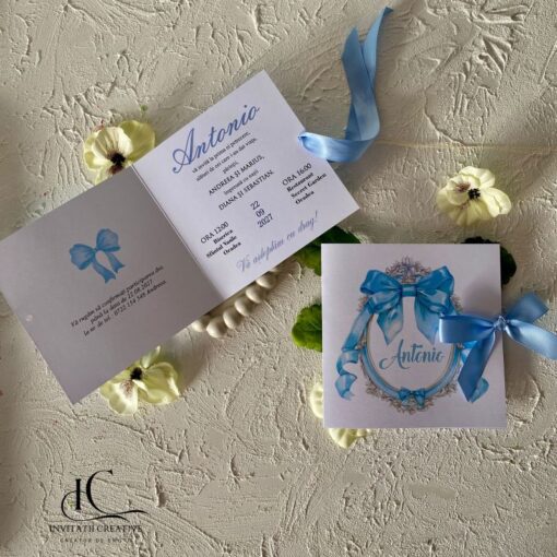Invitatie Botez Baiat Motiv Chic Elegant Dior