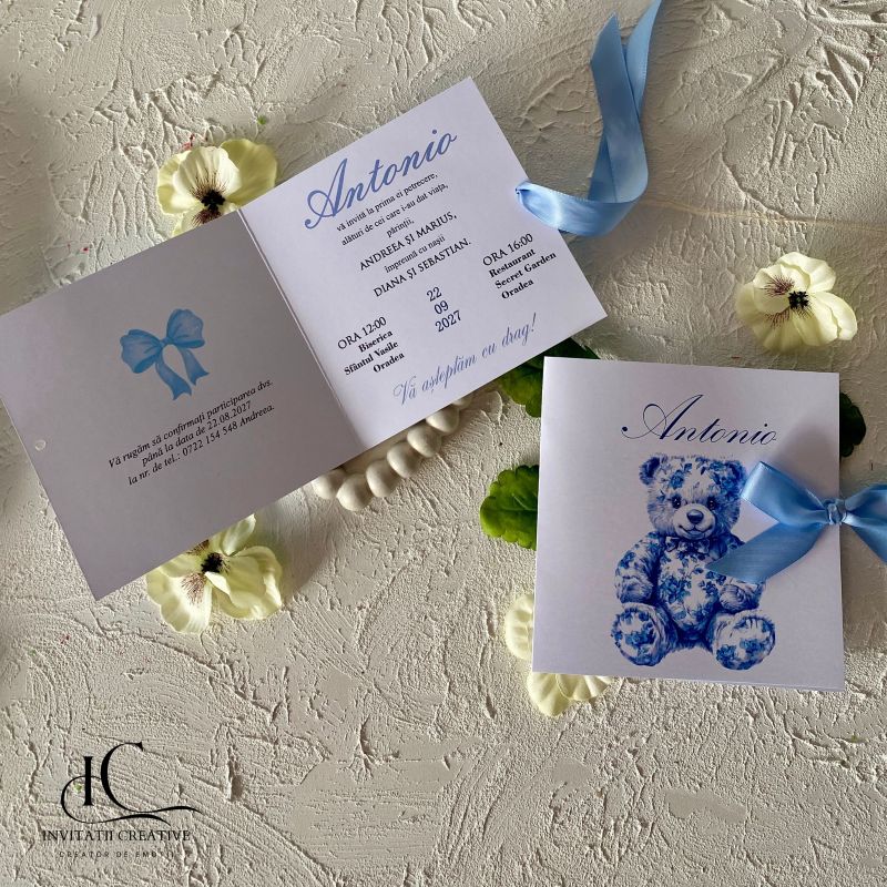 Invitatie de Botez Baiat TeddyBear Dior Vintage