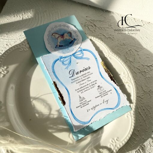 Alternative view of Invitatie de Botez Eleganta Carusel Bleu