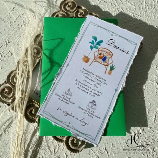 Invitatie de Botez Eleganta cu margini franjurate