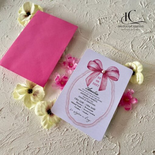 Alternative view of Invitatie de Botez Fata Eleganta Dior Ribbon si Perla