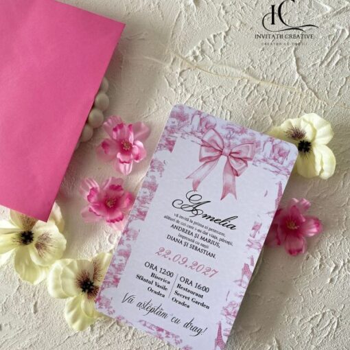 Alternative view of Invitatie de Botez Motiv Dior Safari Pink