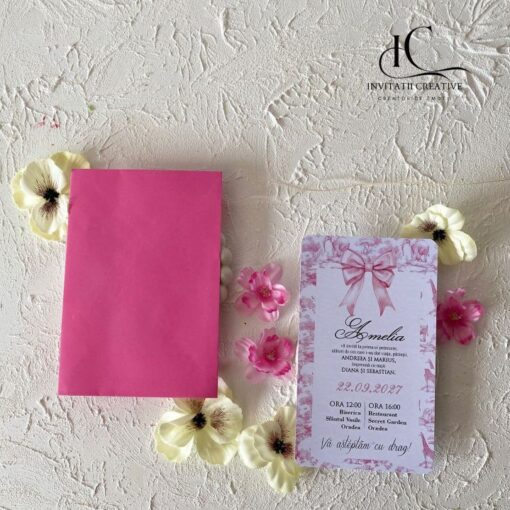 Invitatie de Botez Motiv Dior Safari Pink