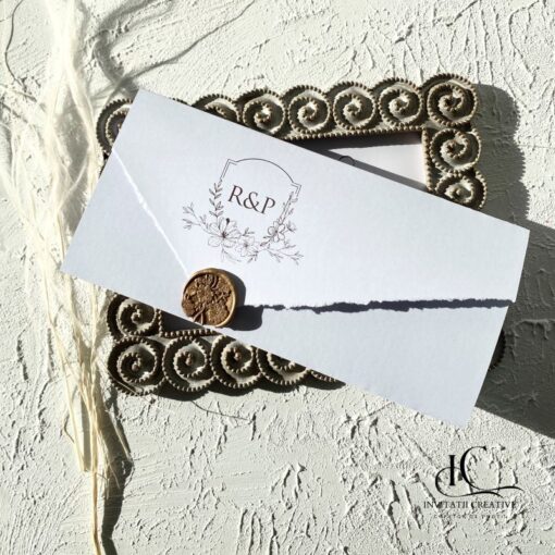 Invitatie de Nunta Floral minimalista cu Sigiliu