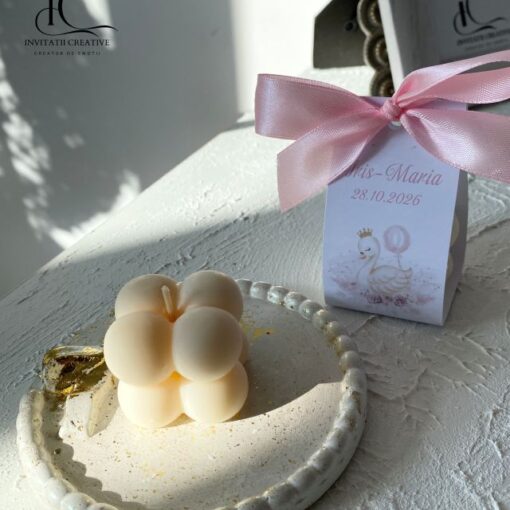 Marturie Botez Lumanare Parfumata Bubble Mica Princess Swan