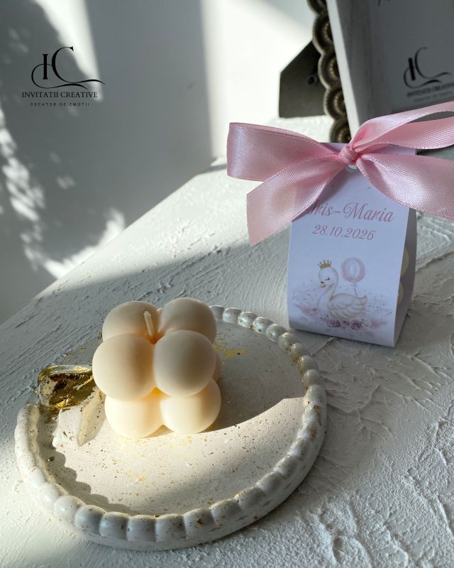 Marturie Botez Lumanare Parfumata Bubble Mica Princess Swan