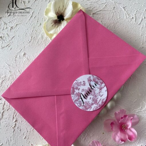 Alternative view of Invitatie de Botez Motiv Safari Dior roz