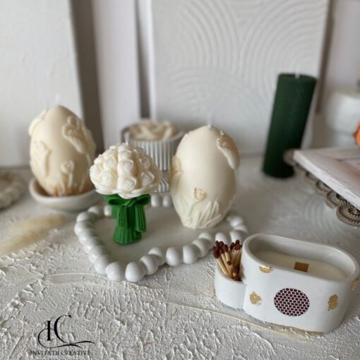 Set Cadou 3 Lumanari Decor de Paste Flower Bloom