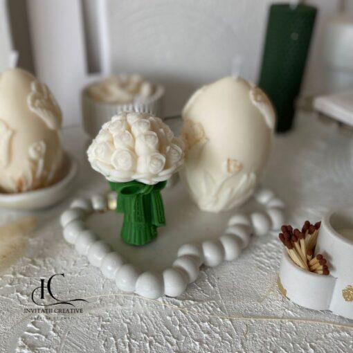 Alternative view of Set Cadou 3 Lumanari Decor de Paste Flower Bloom