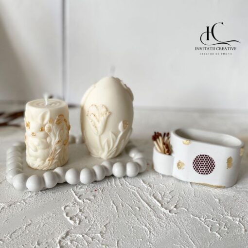 Alternative view of Set 3 Lumanari Parfumate Decor Paste cu Detalii Aurii