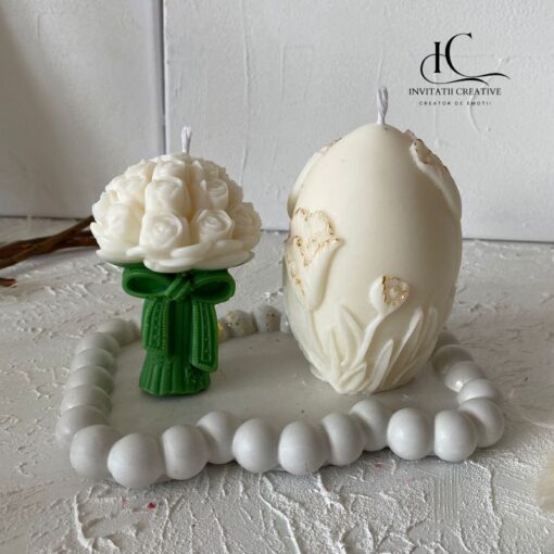 Set Lumanari Parfumate Decor Pascal cu Buchet si Ou Floral