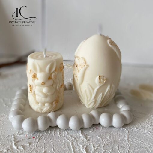 Set Lumanari Parfumate Decor Paste Delux detalii Florale in Relief