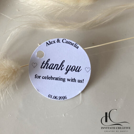 Eticheta rotunda marturii Thank you