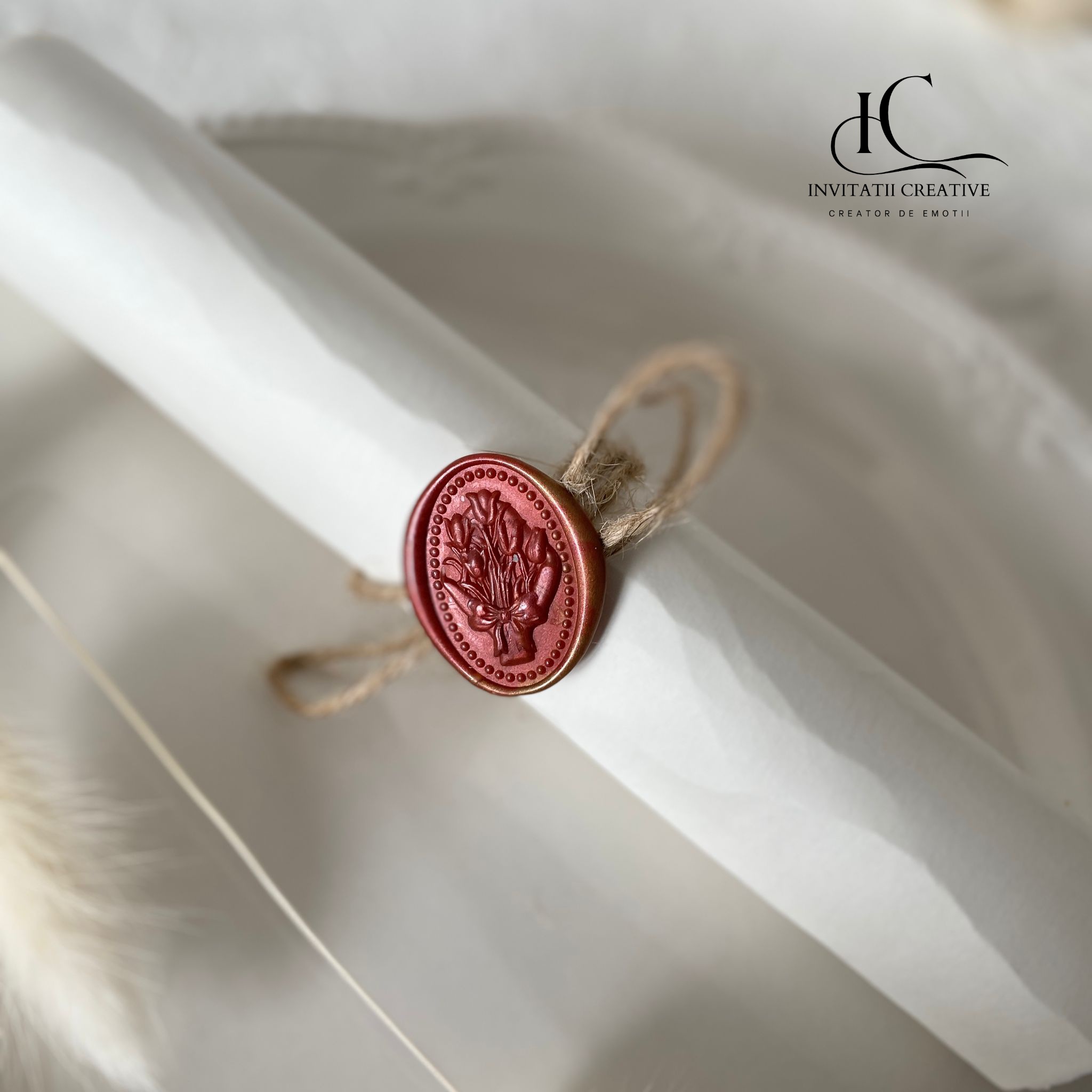 Invitatie Nunta Papirus Model Vintage cu Pecete - imagine 3