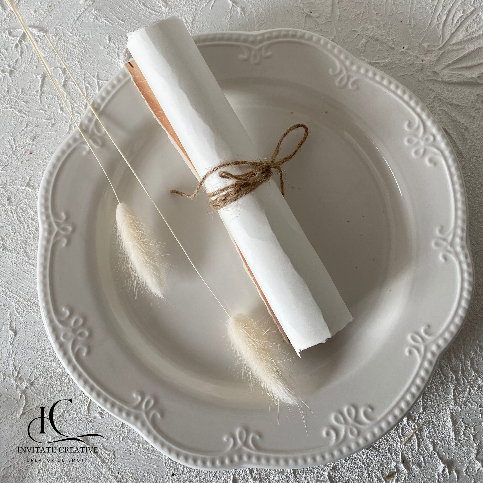 Invitatie Nunta Papirus Model Vintage cu Pecete - imagine 5