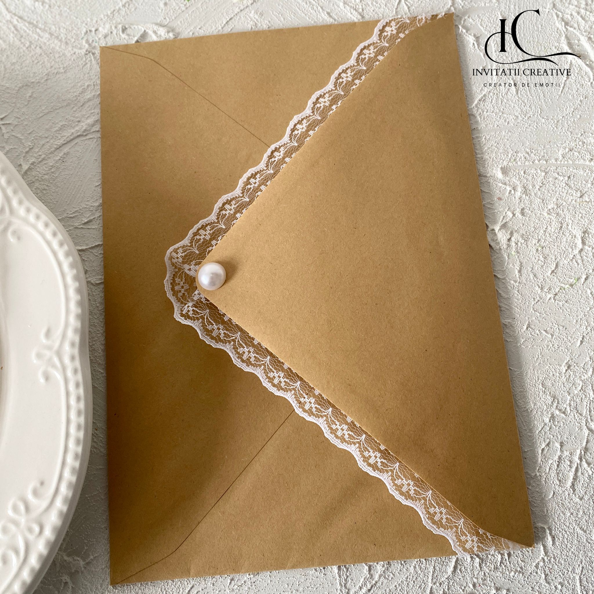 Invitatie de Nunta Boema cu Dantela si Perla - imagine 4