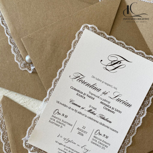 Invitatie de Nunta Boema cu Dantela si Perla4