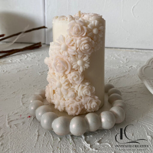 Alternative view of Lumânare decorativă florală 3D stalp handmade
