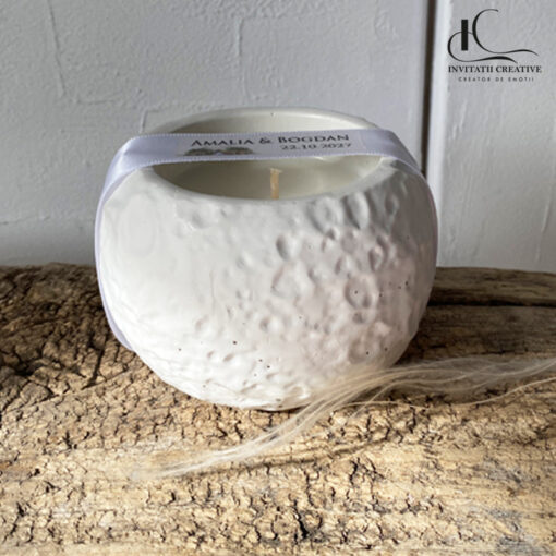 Lumânare parfumată din ceară de soia recipient ceramic texturat