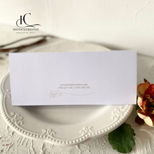 Alternative view of Plic de Bani Nunta Minimal Elegant cu Trandafir si Verighete