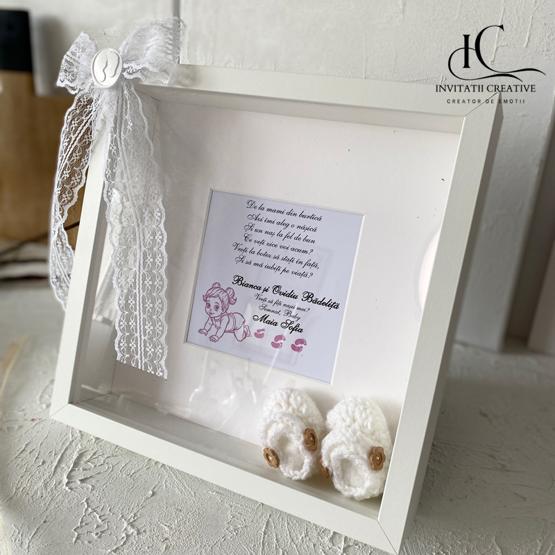 Ramă foto cerere nași cu dantela si botosei - imagine 5