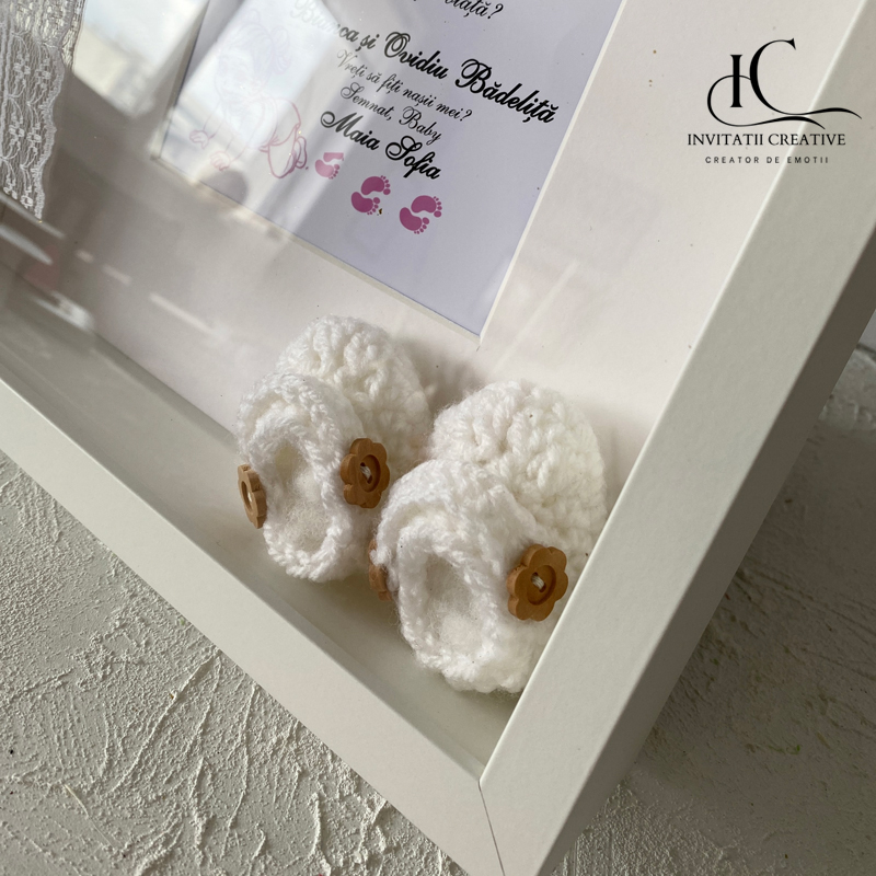 Ramă foto cerere nași cu dantela si botosei - imagine 2