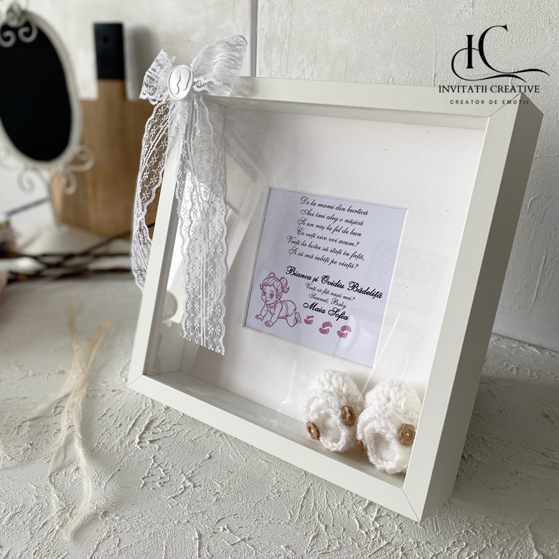 Ramă foto cerere nași cu dantela si botosei - imagine 3