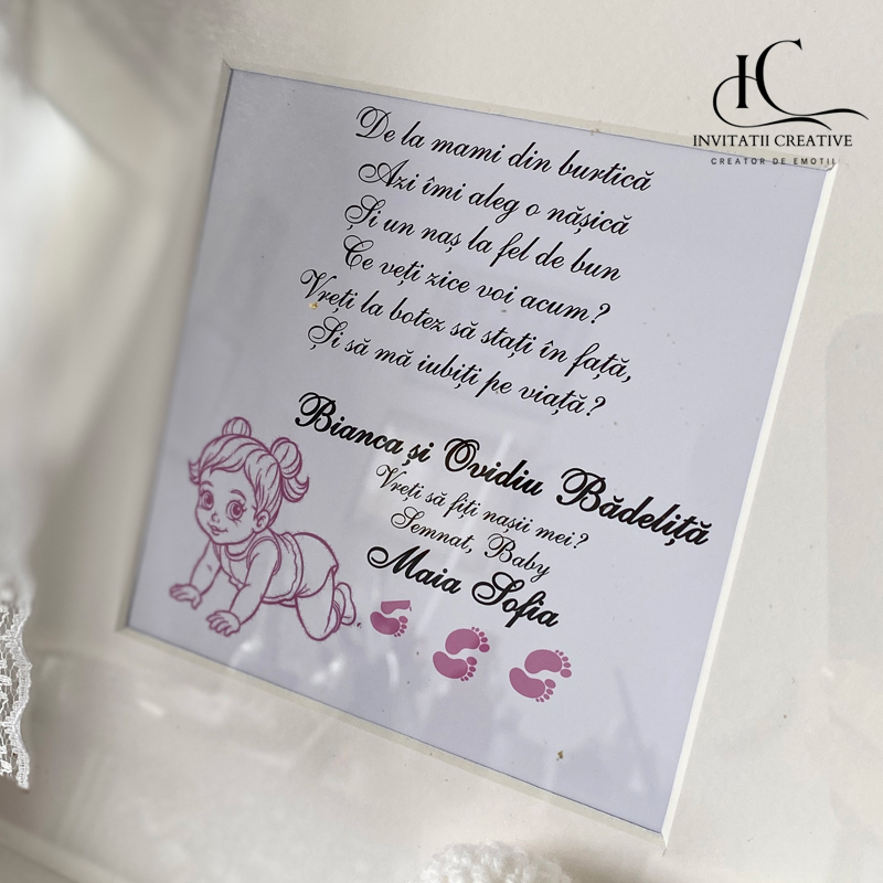 Ramă foto cerere nași cu dantela si botosei - imagine 7
