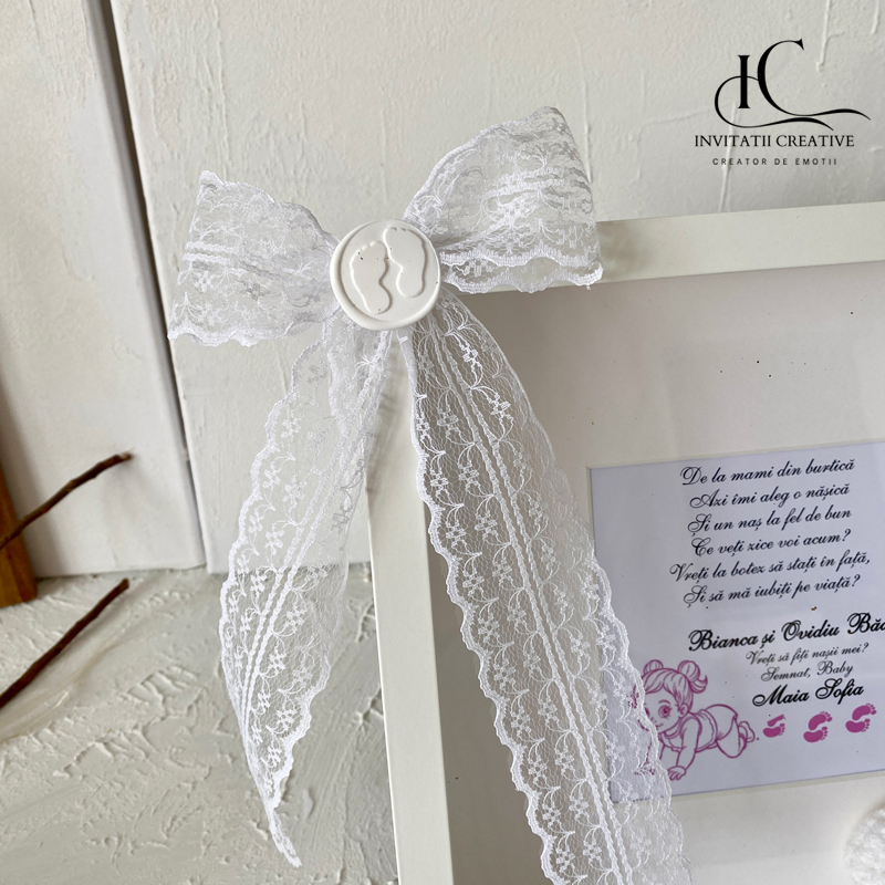 Ramă foto cerere nași cu dantela si botosei - imagine 8