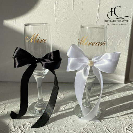 Set Pahare Miri Nuntă Personalizate in Stil Minimalist