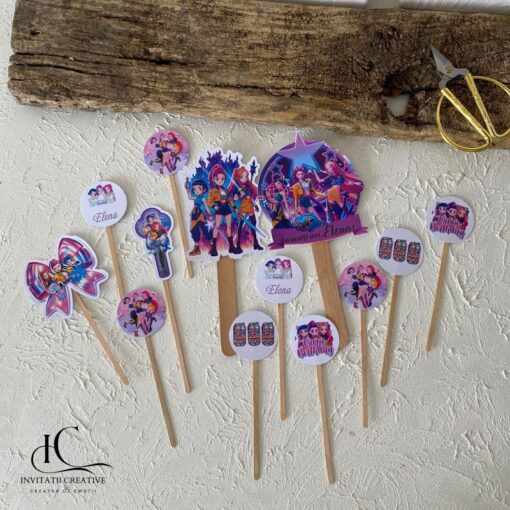 Set Topper Cutii Felie Tort Tematica Huntrix