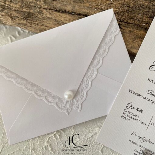 Alternative view of Invitatie de Nunta Boema Plic cu Dantela