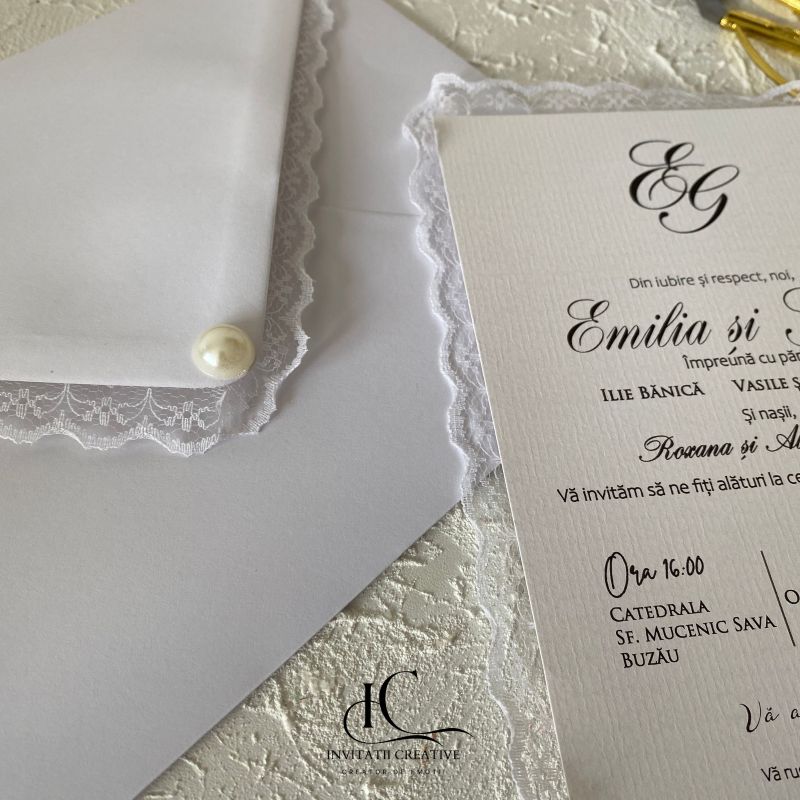 Invitatie de Nunta Boema cu Dantela In Love With Lace - imagine 3
