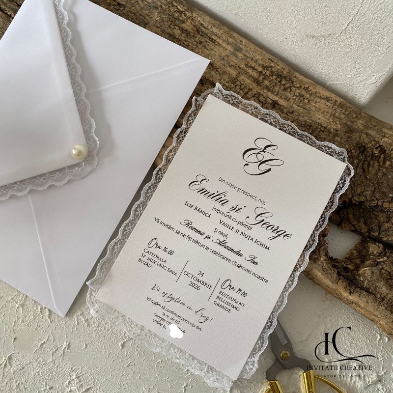 Invitatie de Nunta Boema cu Dantela In Love With Lace - imagine 5