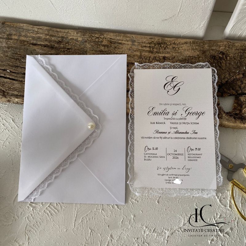 Invitatie de Nunta Boema cu Dantela In Love With Lace - imagine 6