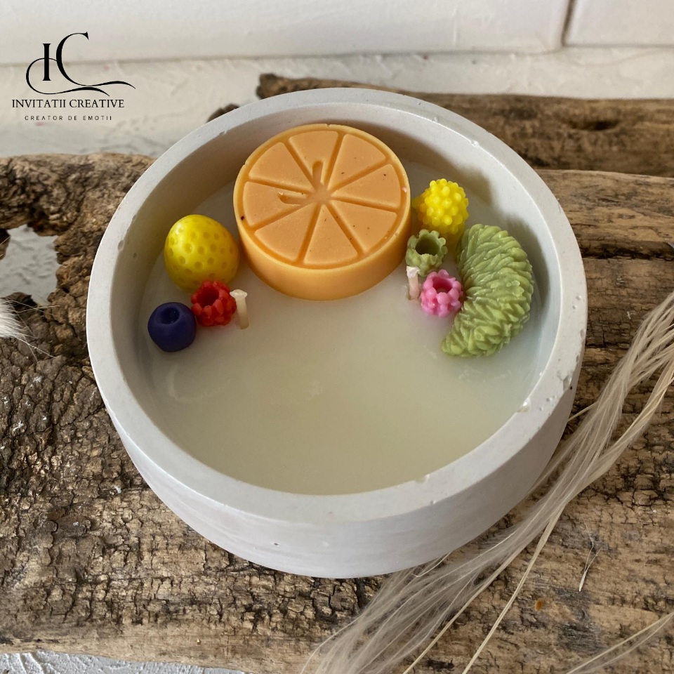 Lumanare parfumata vas Ceramic Fruits Party - imagine 3