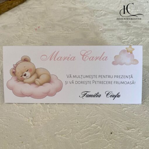 Plic de Bani Botez cu Ursulet Dragalas Fetita pe Norisor