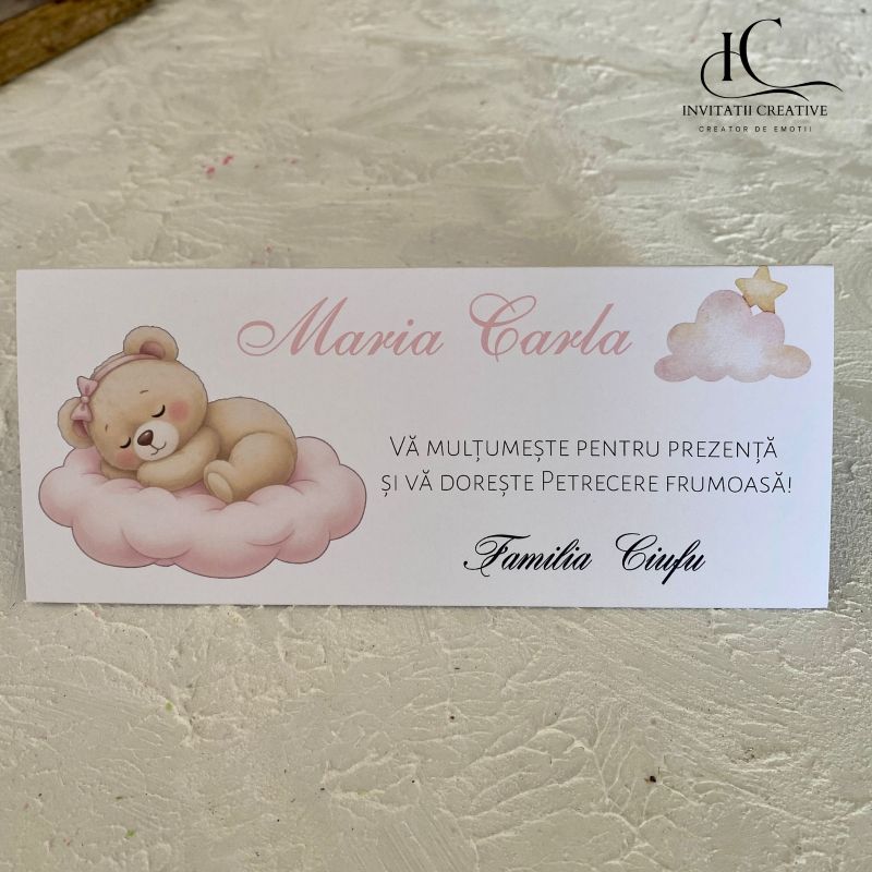 Plic de Bani Botez cu Ursulet Dragalas Fetita pe Norisor