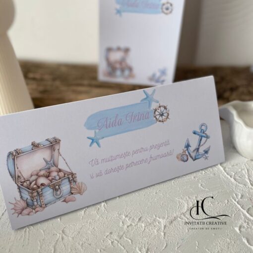 Plic de bani Botez tematica Maritima Watercolor Treasure Chest