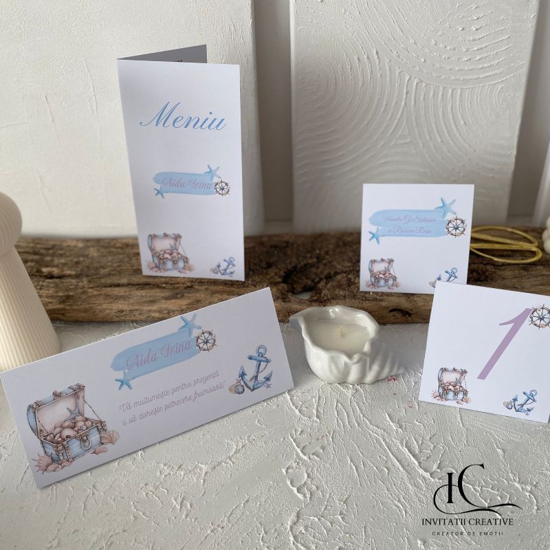 Place Card tematica Maritima Watercolor Treasure Chest - imagine 2