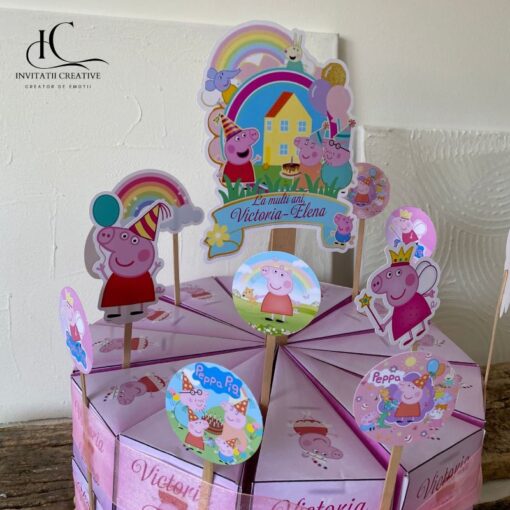 Set Topper Cutiute Felie Tort Purcelusa Peppa